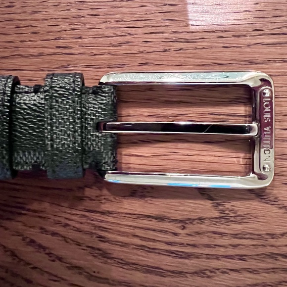 Louis Vuitton Men's Belt - Damier Graphite with Silver Hardware - Picture 2 of 3